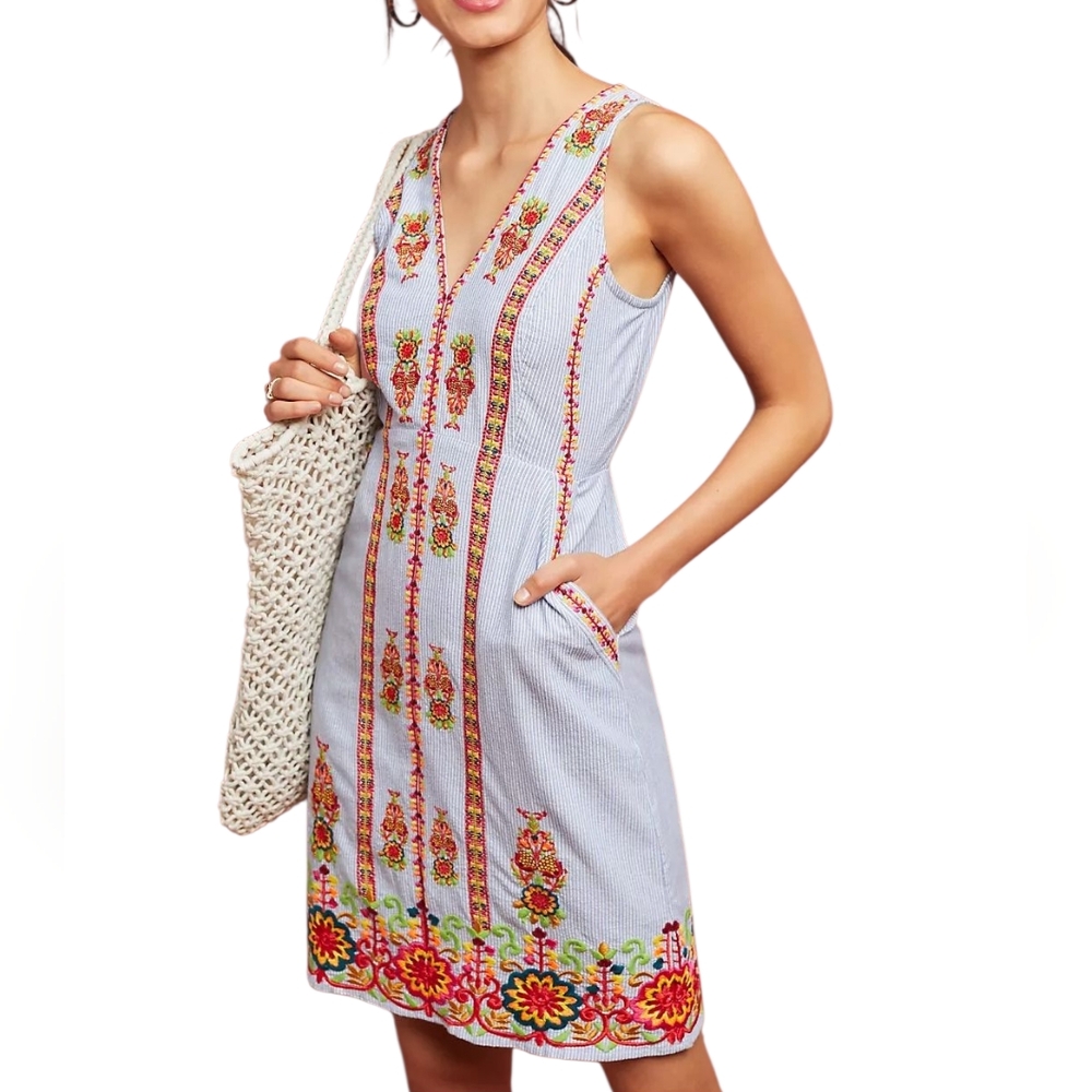 Maeve Madeline Embroidered Shift Dress Size 00